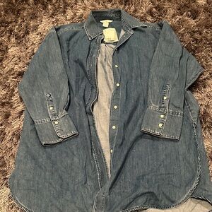 H&M size small new tags Denim Button-Up Shirt oversized fit
